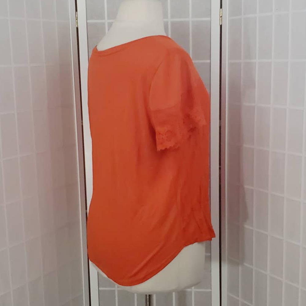 New York & Company Orange Top Shirt Size: Large - Picture 7 of 8
